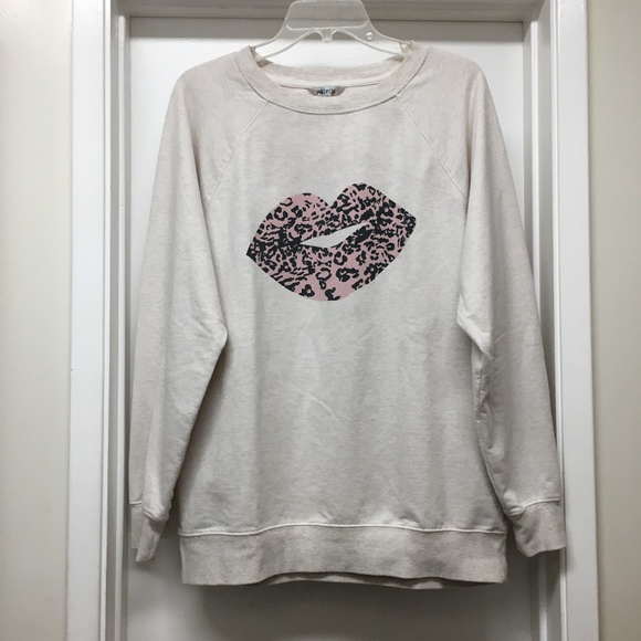 Wildfox Tops - WILDFOX Leopard Lips Kiss Oversized Top